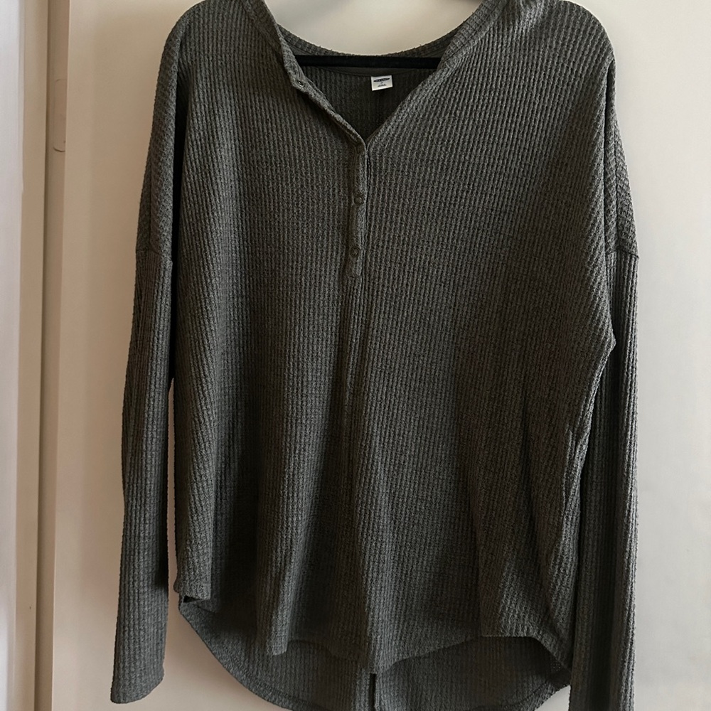 Women’s Thermal Waffle Henley Long-Sleeve Top - Olive Green